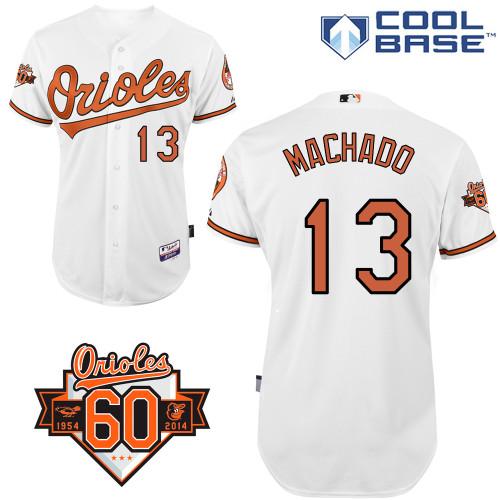 Orioles #13 Manny Machado White Cool Base Stitched MLB Jersey